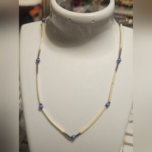 Vintage Silver Tone Beaded Ball Necklace 14.5"